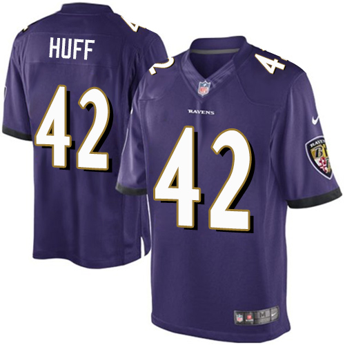 Men's Limited Marqueston Huff Nike Jersey Purple Home - #42 NFL Baltimore Ravens